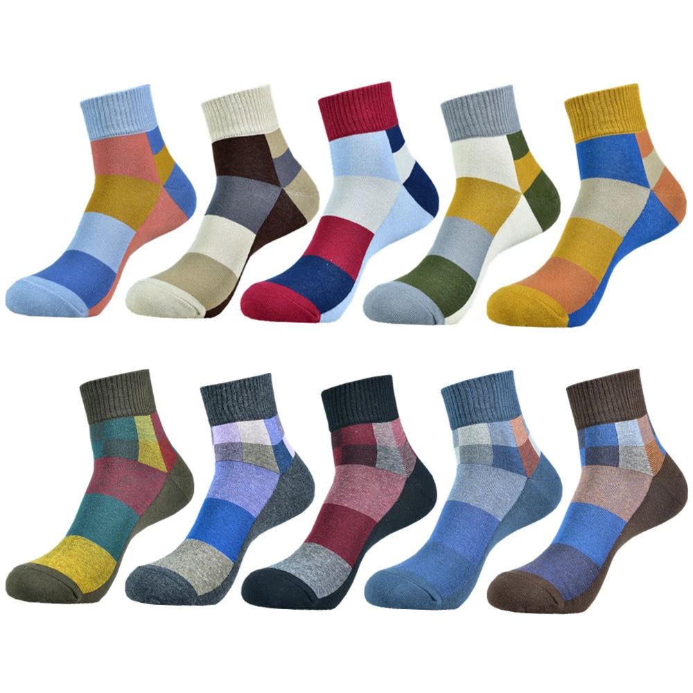 5 Paare Herren Frühling/Sommer Baumwolle Mehrfarbige Kurze Bootssocken | Hochwertige Modische Innovative Kurzsocken Kaufschwan® Bunt 6 - 10 Paare EU (40-46)