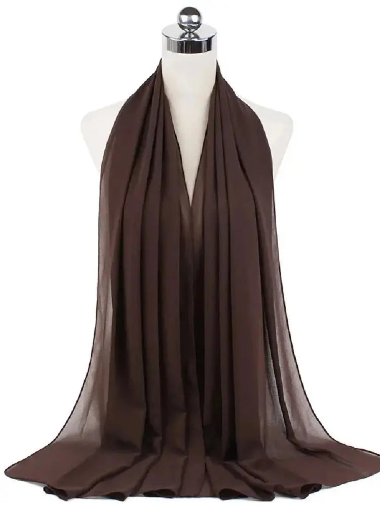 Damen Hijab aus Chiffon – Sofort Tragbares Kopftuch | Einfarbiger Instant Hijab Schal, Arabischer Wrap & Islamischer Schal Kaufschwan® Dunkelbraun