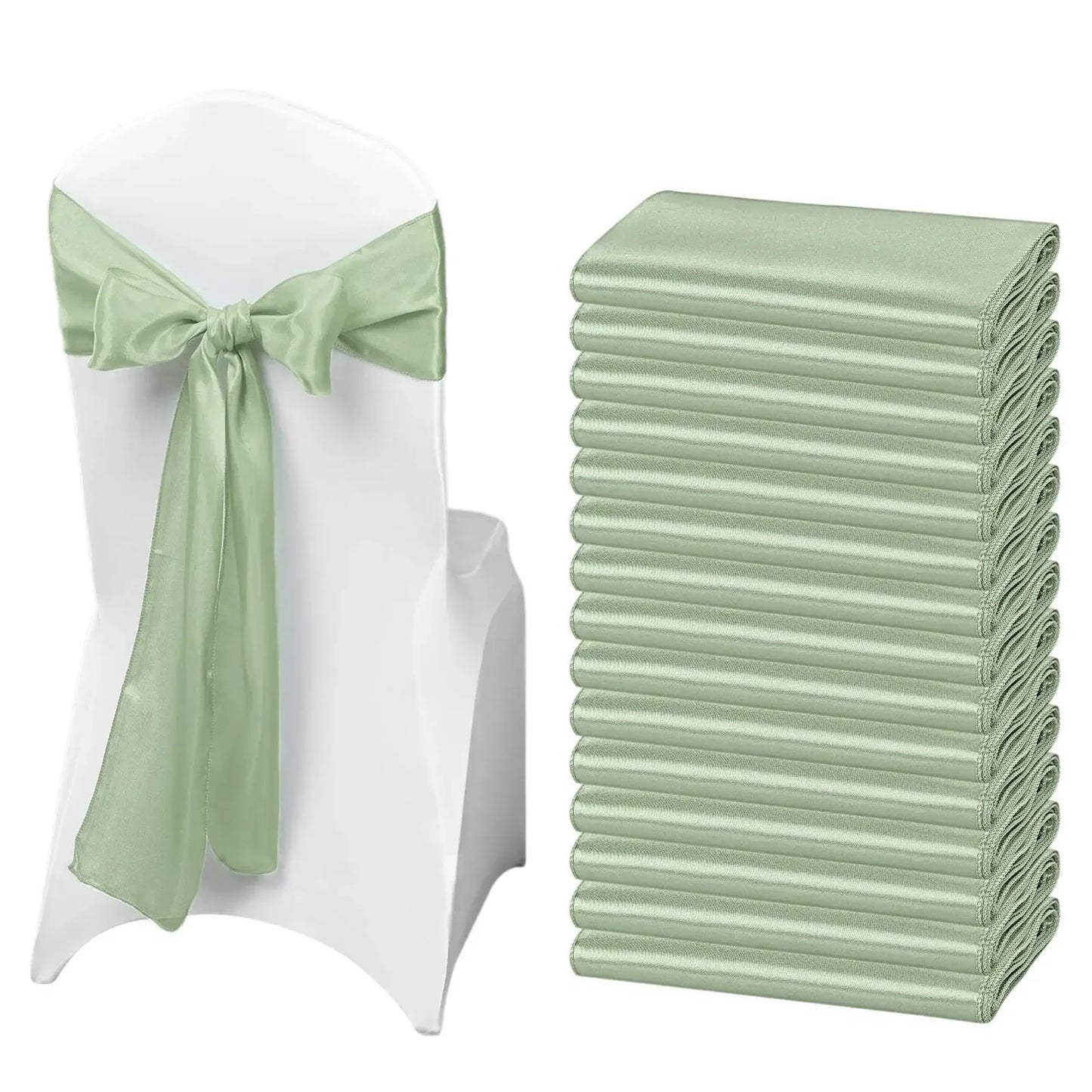 Satin Stuhlschleifen – Hochzeits Schleifenband für Stuhl Dekoration Kaufschwan® Salbeigrün 10 Stück