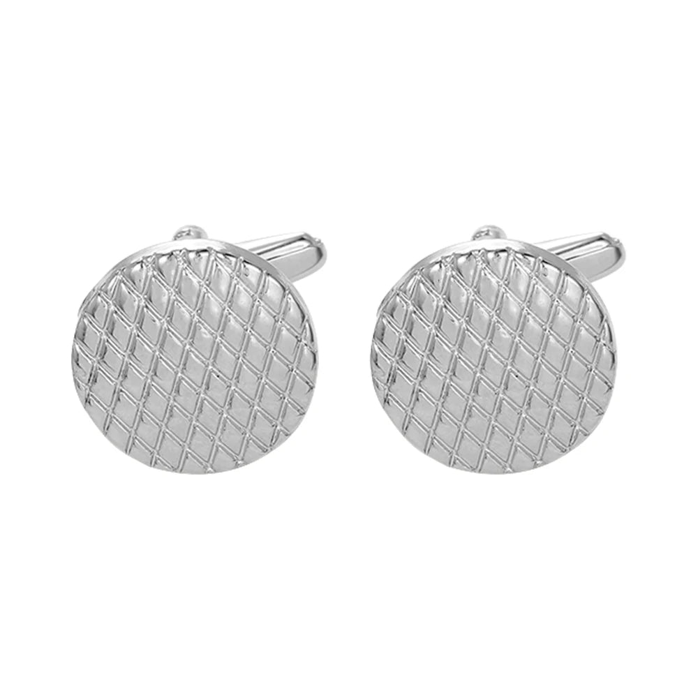 Herren Manschettenknöpfe mit Fischschuppen Muster – Hochwertiges Runddesign | Elegante Metall Ärmelknöpfe für Anzug, Hemd & Smoking Kaufschwan® Silber