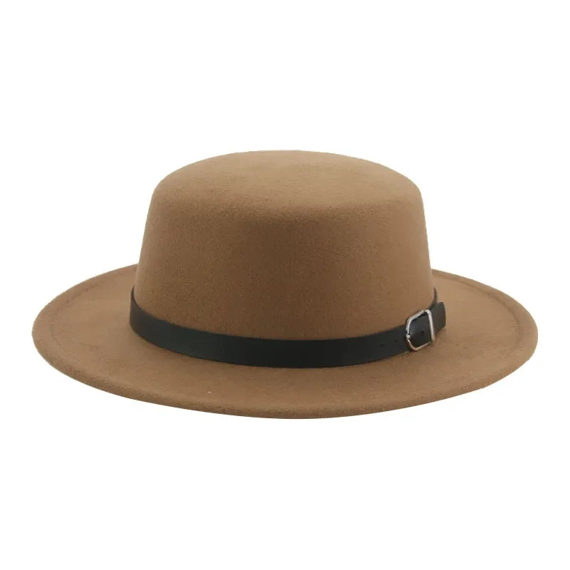 Gefilzter Herren Hut – Einfarbiger Klassischer Fedora mit Gürtelband, Casual & Formeller Winterhut Kaufschwan® Khaki 56-58cm