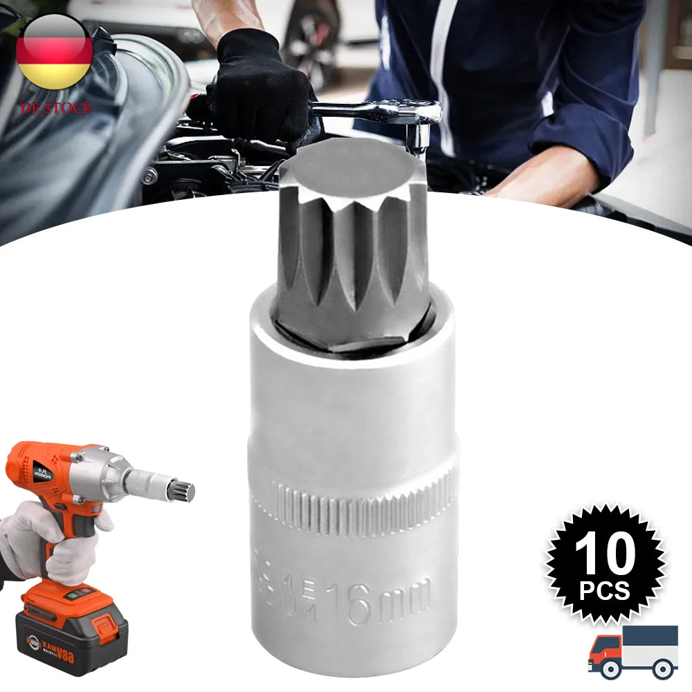 10-teiliges 1/2" Antrieb Multi-Zahn Steckschlüssel Set M4-M18 Innensechskant Ratschen Kit