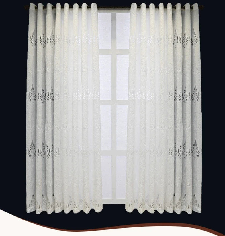 Nordic Weißer Transparenter Vorhang mit Hohlen Blättern für Schlafzimmer Wohnzimmer Kaufschwan®