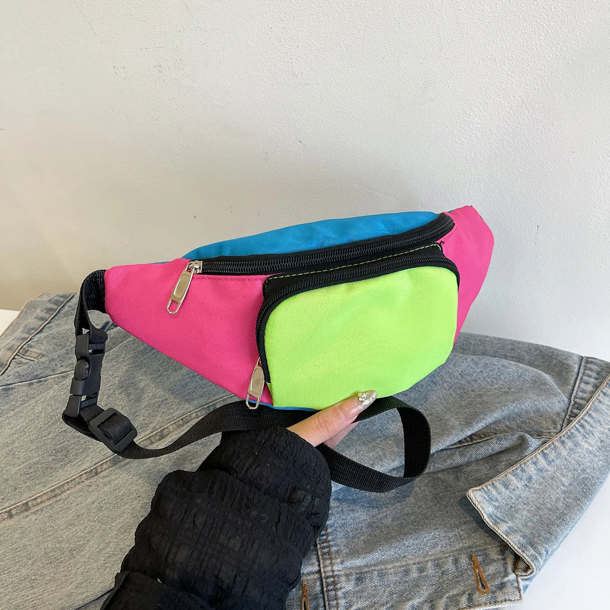 Unisex Ultra-Dünne Gürteltasche – Anti-Diebstahl Running Belt Bag | Unsichtbare Leichte Hüfttasche für Sport, Reisen & Outdoor Kaufschwan® Neon-Grün-Pink Mix