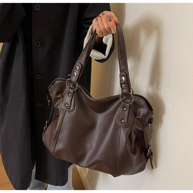 Damen Schultertasche – Hochwertige Kunstleder Handtasche mit Kontrastfarben | Weiches Innenfach & Reißverschluss Kaufschwan®