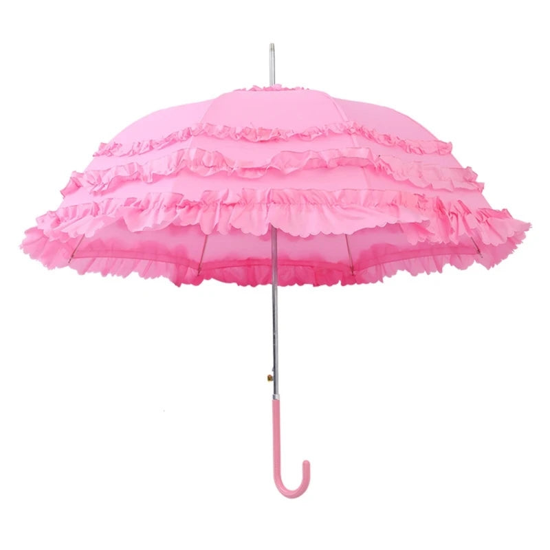 Leichter Sommer & Regen Spitzen Schirm – Sommer Lolita Spitzen-Parasol – Femininer Damen Sonnenschirm, Niedlicher Haushalts-Schirm für Sonne & Stil