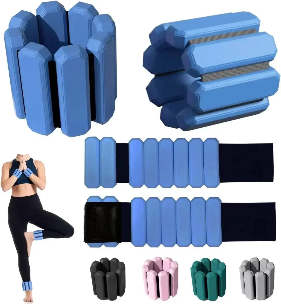 Verstellbare Hand- & Fußgewichte – Tragbare Fitnessarmbänder für Damen & Herren | Gewichte für Arme, Beine, Yoga, Laufen & Fitness Kaufschwan® 1 Paar - 2 Stück - 450 g - blau