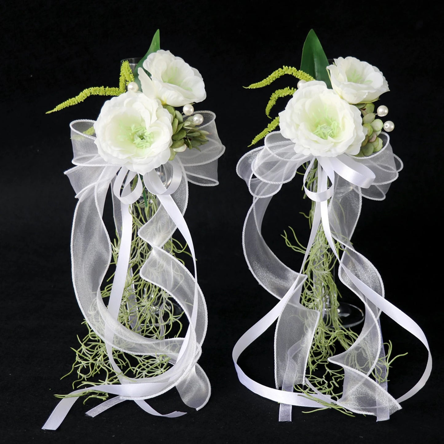 Hochzeit Weinglas Blumen Dekoration – Elegantes Tischzentrum mit Künstlichen Blumen Kaufschwan®