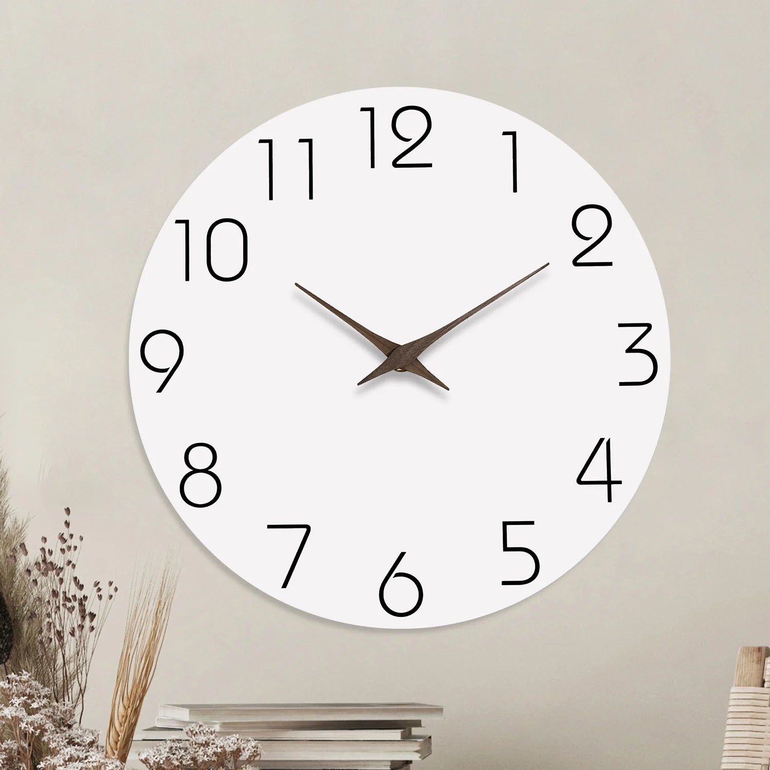 Weiße Muster Holz Wanduhr – Leise Quarz Moderne Deko Uhr Kaufschwan®