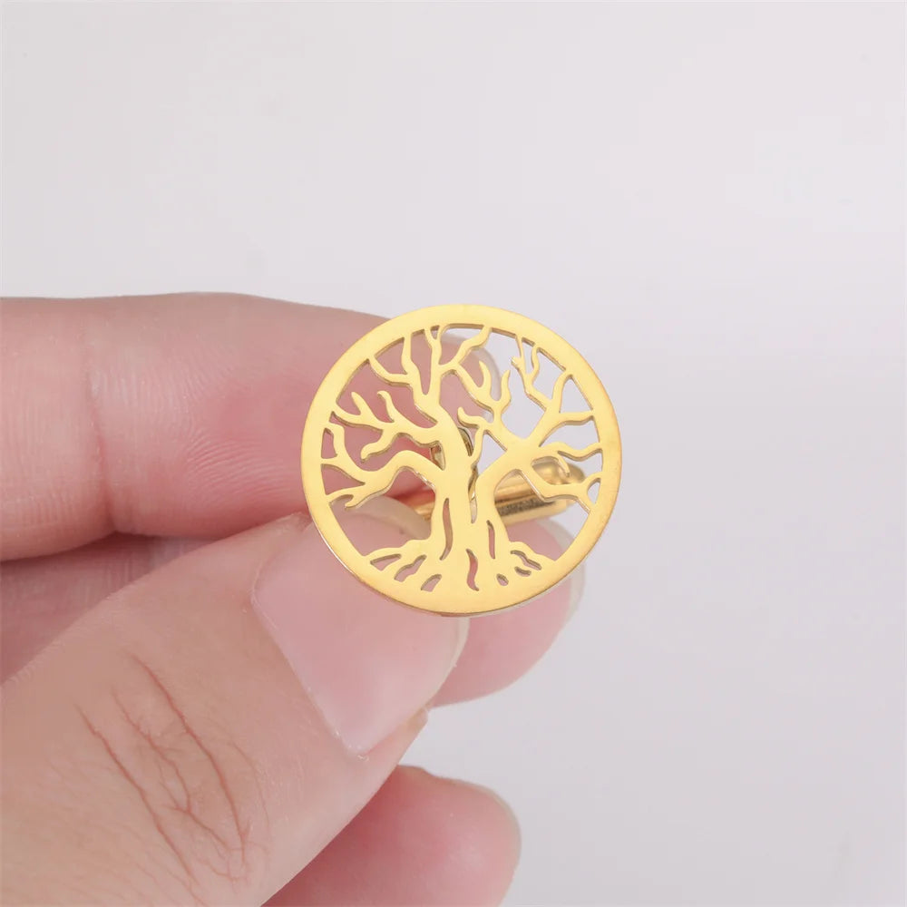 Baum des Lebens Manschettenknöpfe für Herren – Runde Edelstahl Manschetten | Elegantes Accessoire für Hochzeit, Business & Anlassmode Kaufschwan®