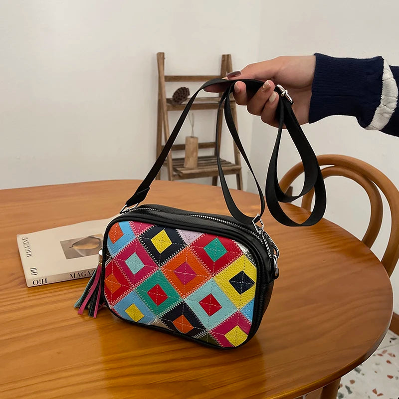 Kleine Bunte Ledertasche – Luxus Damen Handtasche, Crossbody & Schultertasche in Hochwertiger Verarbeitung Kaufschwan®