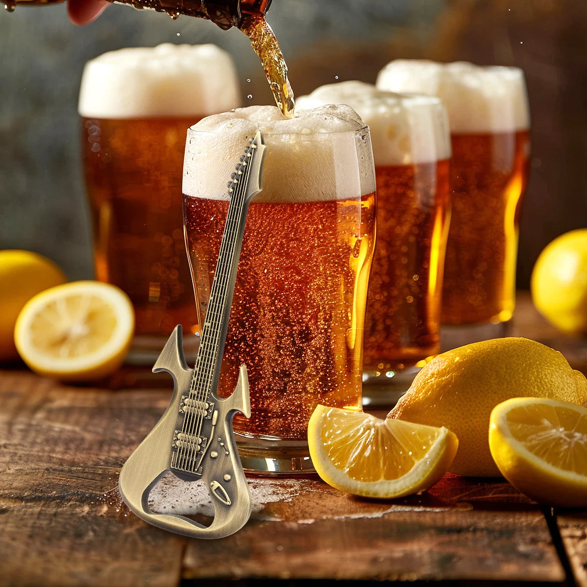 Gitarren Flaschenöffner aus Metall – Bronze/Grau Geschenk für Musikliebhaber Kaufschwan®