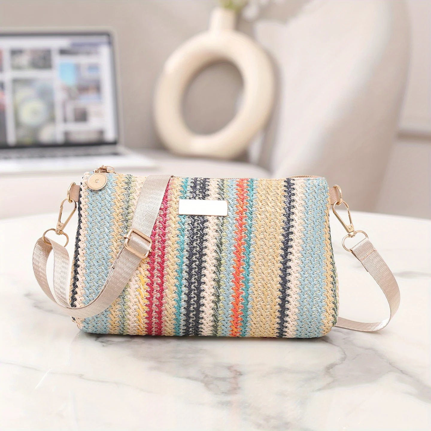 Pastorale Geflochtene Umhängetasche – Retro Bunte Kleine Quadratische Schultertasche für Damen & Mädchen Kaufschwan® Design 2