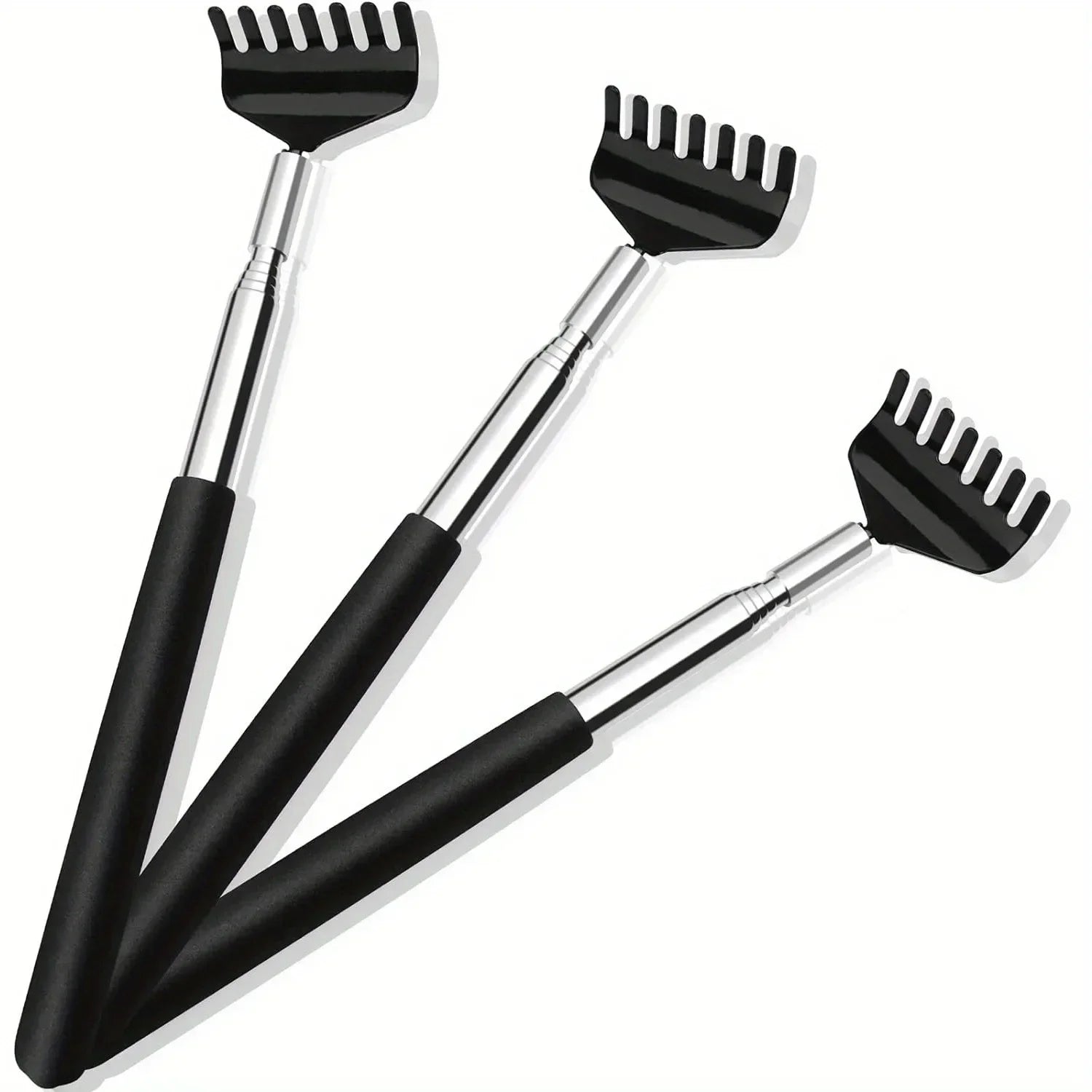 Ausziehbarer Tragbarer Teleskopischer Metall-Rückenkratzer | Handmassager mit Griffen | Perfektes Geschenk zu Thanksgiving, Geburtstag & Weihnachten Kaufschwan® 3 Stück Schwarz