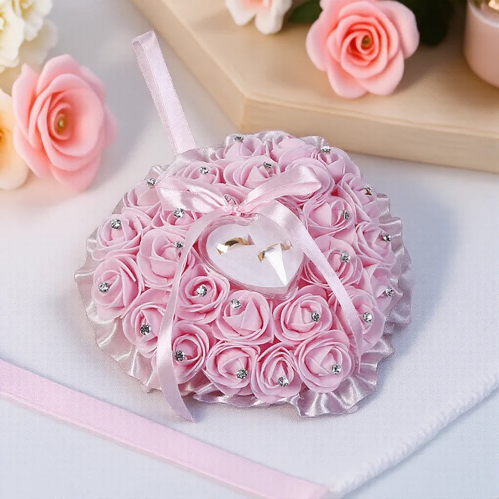 Rosen Ringkissen Hochzeit – Eleganter Ringhalter für Paare Kaufschwan® Rosa