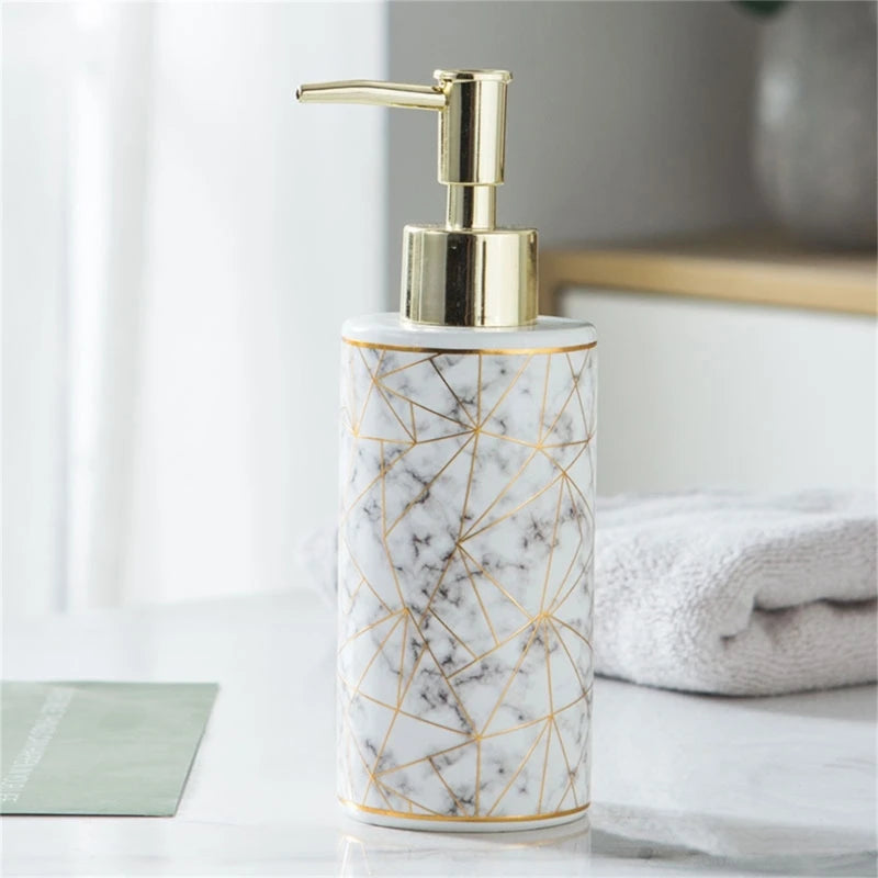 Marmor Keramik Seifenspender – 185mm Höhe, 300ml Wiederverwendbare & Nachfüllbare Lotion- & Duschgel-Flasche Kaufschwan®