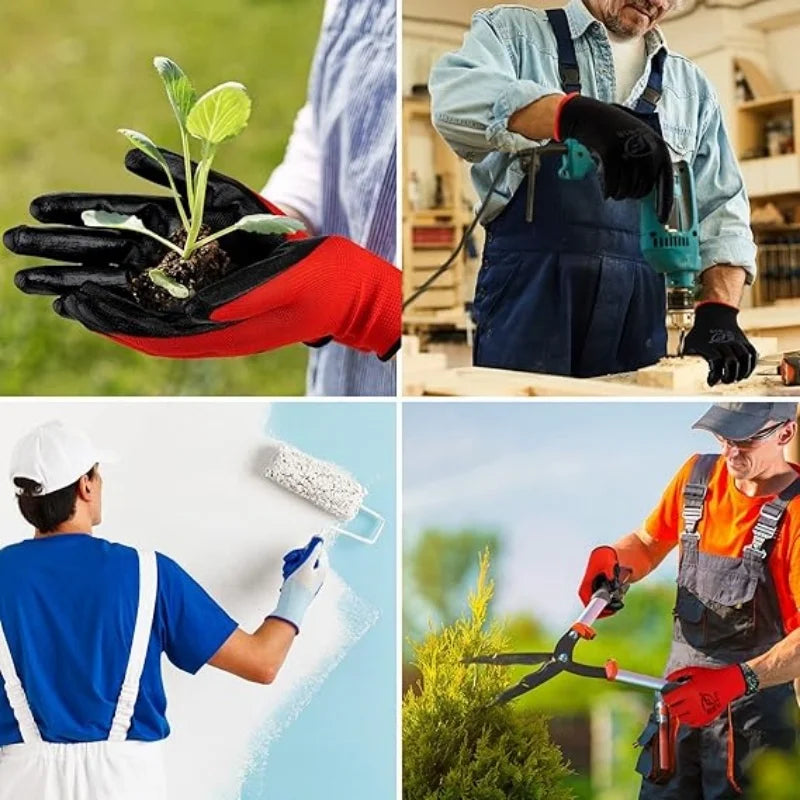 Beschichtete Anti Rutsch Arbeitshandschuhe Atmungsaktiv für Bau Garten Industrie Kaufschwan®