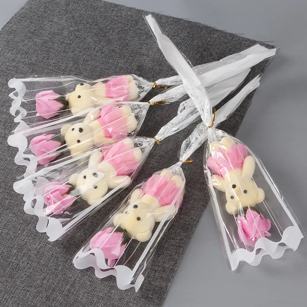Künstlicher Rosen Seifenblumenstrauß – Elegantes Hochzeits- und Geschenkset Kaufschwan® Rosa