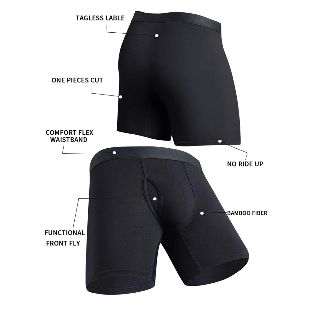 8er-Pack Herren Boxershorts aus Bambusfaser – Weich, Hautfreundlich & Atmungsaktiv | Lange Feuchtigkeitsableitende Unterwäsche XS–XXL Kaufschwan®