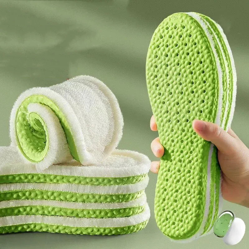 Woll Thermo Einlegesohlen für Schuhe – Stoßdämpfung, Fußgewölbe Unterstützung, Orthopädische Einlagen für Damen & Herren Kaufschwan® Grün 35-36(230mm)