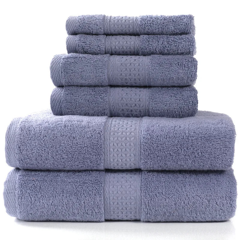 6-teiliges / 3-teiliges Baumwoll Handtuch Set – Luxuriös Bestickt mit Spitze | Bade-, Hand- & Gesichtstücher in 17 Farben, Schnell Trocknend