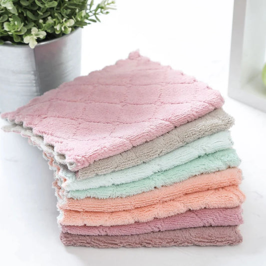 1/5/10/20 Stück Dickes Doppelseitiges Coral Velvet Reinigungstuch – Saugfähiges Küchen- & Haushaltstuch in Zufälliger Farbe Kaufschwan® Zufällige Farbe 1 Stück