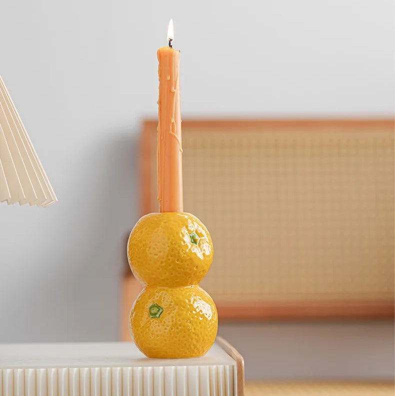 Keramik Früchte Kerzenhalter – Zitronen-, Orangen- & Erdbeer-Figuren Kerzenständer für Tisch- & Wohndekoration Kaufschwan®
