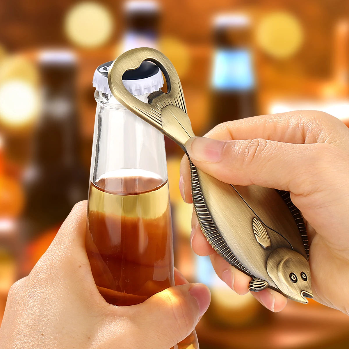 Flunder Fisch Flaschenöffner – Steampunk Metall Design Geschenk für Angler Kaufschwan®