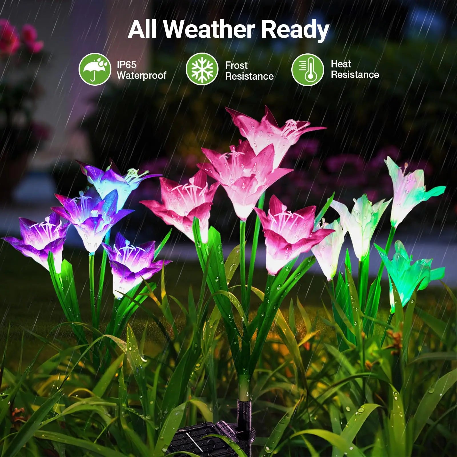 Solar Außen LED Blumenlichter – Lilienblumen Lampe mit 7 Farbwechsel-LEDs, Wasserdichte Garten- und Hofdekoration Kaufschwan®