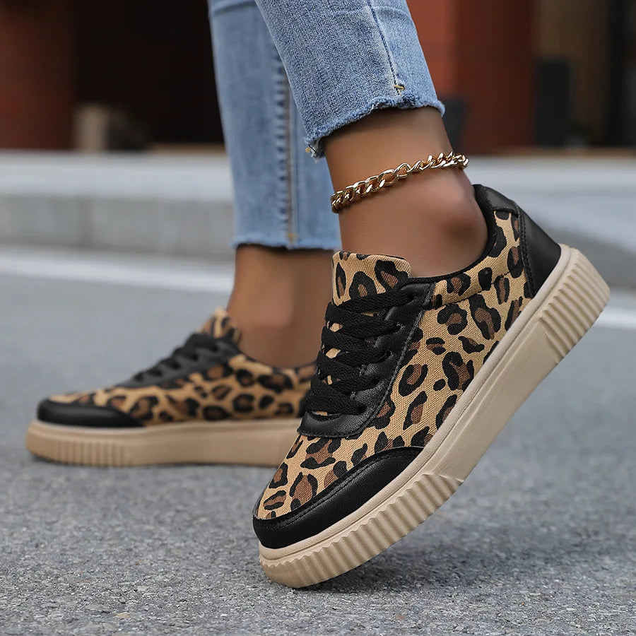 Frühling Damen Sneaker mit Leopardenmuster – Retro Chunky Casual Schuhe | Bequemes Flach-Design & Vielseitige Mode Kaufschwan®