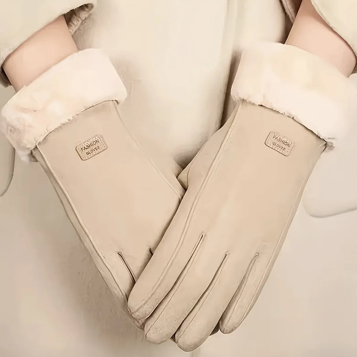 Bequeme Beige Touchscreen Handschuhe – Gefüttert mit Plüsch | Warme Winterhandschuhe für Outdoor & Freizeit Kaufschwan®