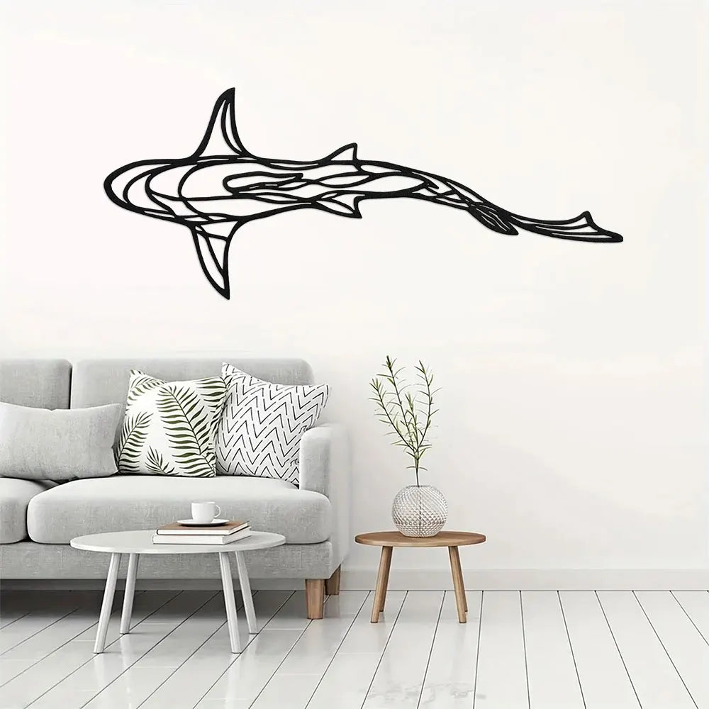 Metall Hai Wanddekoration – Minimalistische Hai Linienkunst Kaufschwan®