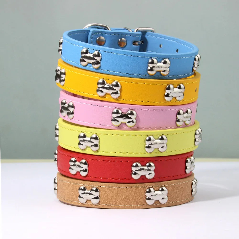 Knochen Leder Hundehalsband Strapazierfähig Verstellbar für Kleine Große Hunde Katzen Welpen Kaufschwan®