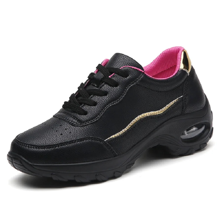 Damen Plateau-Sneaker – Designer Luxus Schuhe | Chunky Wedges Sportschuhe für Freizeit, Wandern & Alltag Kaufschwan® Schwarz 41