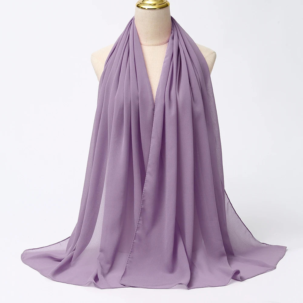 Muslimischer Chiffon Hijab Schal – Damen Langer Einfarbiger Kopf Schal | Eleganter Jersey Schleier & Modisches Umschlagtuch