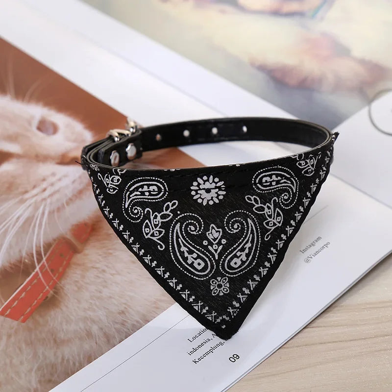 PU Leder Hundehalsband mit Schal Verstellbar Stilvolles Halsband für Kleine Mittelgroße Hunde Welpen Kaufschwan®