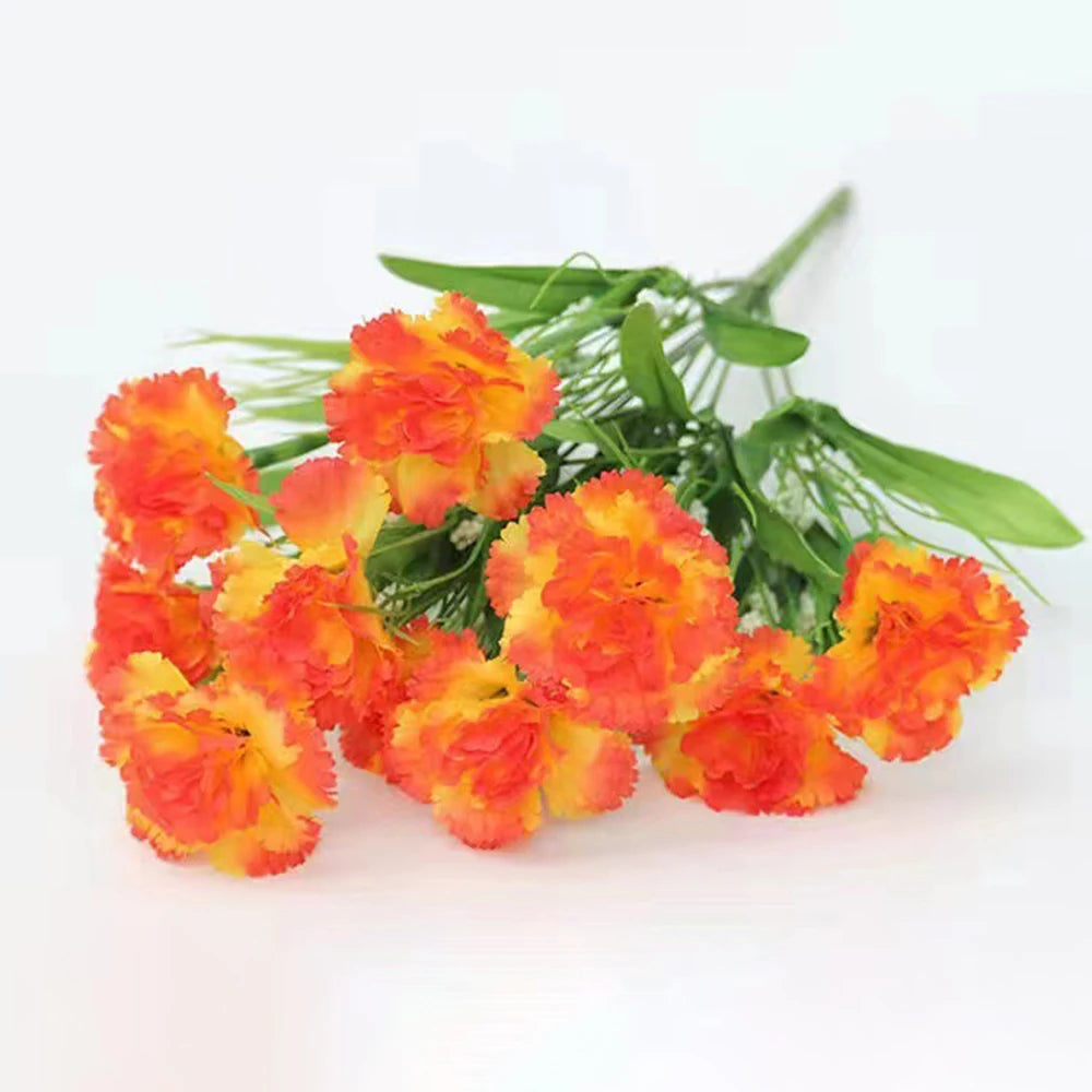 1 Strauß Künstliche Nelken – Realistischer Kunststoff-Blumenstrauß für Zuhause, Terrasse, Garten, Party & Hochzeitsdekoration Kaufschwan® Orange