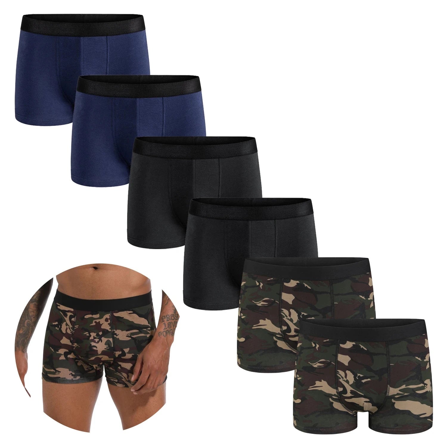 6er-Pack Herren Boxershorts Baumwolle – Luxus Unterwäsche Set | Bequeme Shorts & Unterhosen für Männer Kaufschwan® 6er Set 2 S