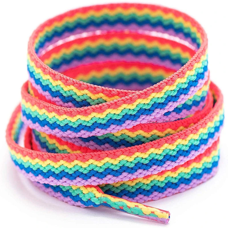 Regenbogen Farbverlauf Schnürsenkel – Bunte Flache Laces für Sneaker & Leinenschuhe | Modisches Accessoire für Low-Cut & High-Tops Kaufschwan® Design 1 140cm