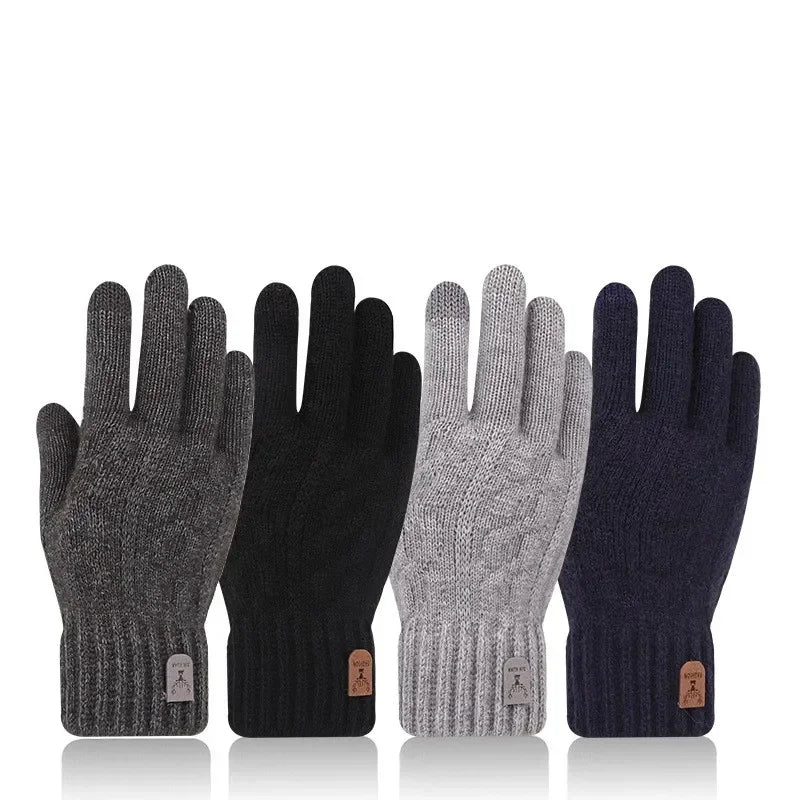 Herren Winterhandschuhe – Warme Strickhandschuhe mit Fleece-Futter | Touchscreen Vollfinger Handschuhe für Kaltes Wetter Kaufschwan®