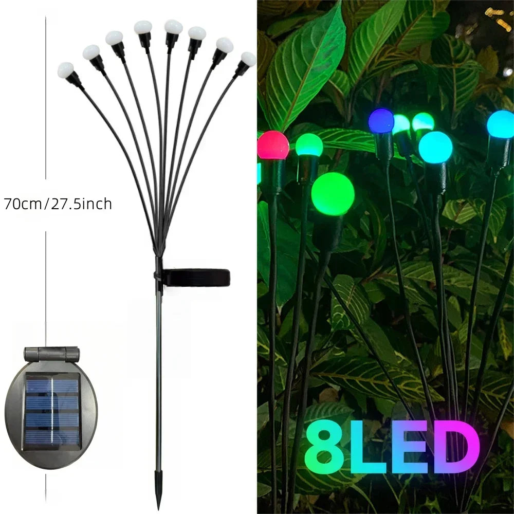 Solar Garten Glühwürmchen Lichter – Neue verbesserte solarbetriebene wasserdichte Außenbeleuchtung für Garten Dekoration Kaufschwan® 8er Bunt-LEDs 1 Stück