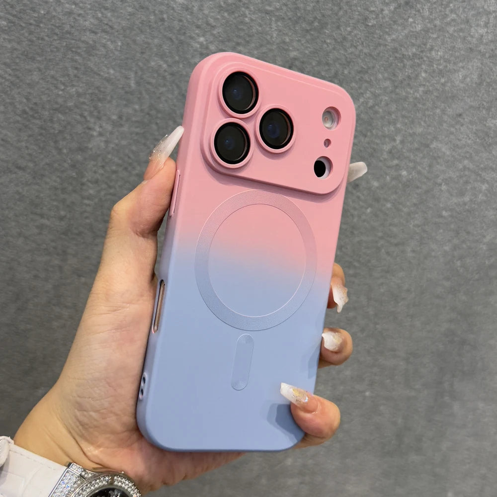 Hochwertige Farbverlauf-TPU-MagSafe-Hülle für iPhone 18 Pro & iPhone 18 Pro Max – Magnetische Hülle für Kabelloses Laden Kaufschwan® Rosa-Blau iPhone 18 Pro