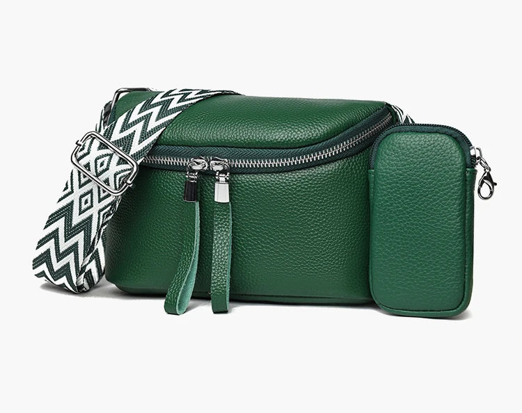Damen Brusttasche – Hochwertige Rindsleder Crossbody, Gürteltasche & Handtasche mit Kleiner Geldbörse Kaufschwan® Grün