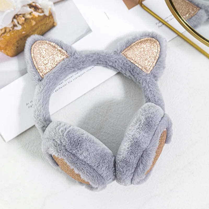 Herbst Winter Plüsch Ohrwärmer mit Katzenohren & Rosa Herz – Thermische Dicke Earmuffs für Kinder & Damen | Süß & Warm Kaufschwan®