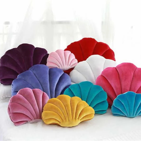 Velours Kissen mit Füllung für Wohnkultur | Sofa Kissen mit Muschel Design | Geschenk | 32x25cm Kaufschwan®