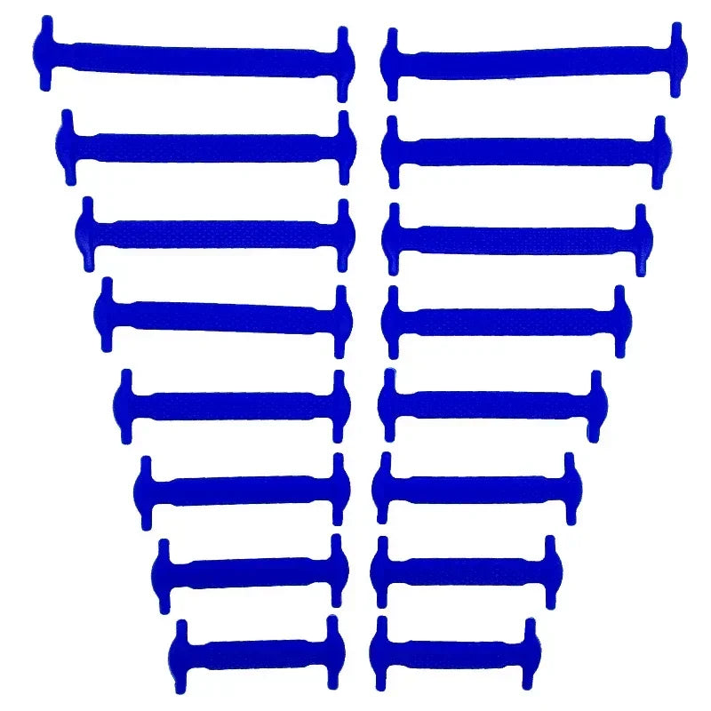 16 Stück Silikon Elastische Schnürsenkel – T-förmige No-Tie Laces | Unisex Mode Schuhbänder für Sneaker & Freizeitschuhe Kaufschwan® Blau-16-Stück