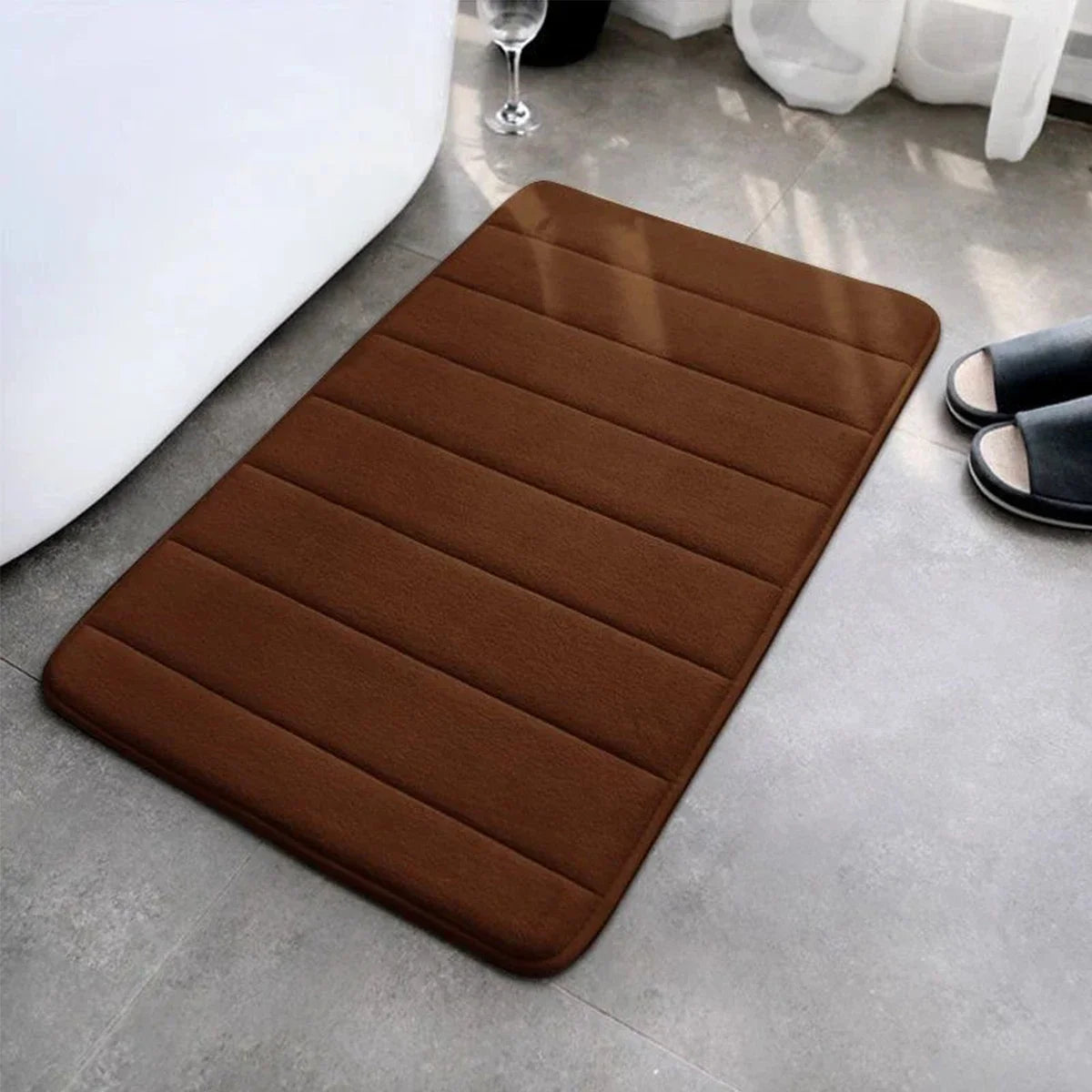 Superabsorbierende Memory-Schaum Badematte – Weicher Badezimmerteppich für Toilette, Dusche, Schlafzimmer oder Boden Kaufschwan® braun 40x60cm