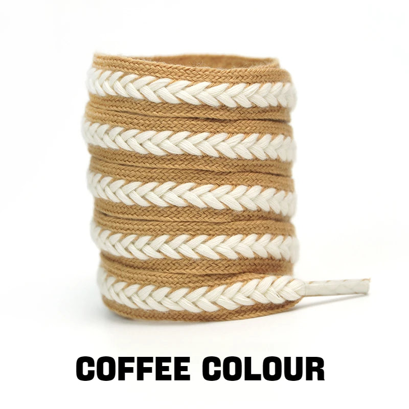 Flache Baumwoll-Schnürsenkel – 1,5cm Breite Premium Laces für Sneaker & Freizeitschuhe | 100/120/140/160cm Seil-Design, 1 Paar Kaufschwan®