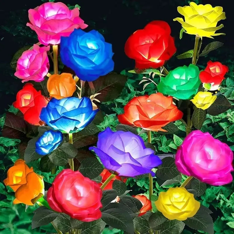 5-Köpfe Rosen Rasenlampe Solarlichter – Außen Dekorative Solar Gartenleuchten für Hof, Terrasse, Garten & Hochzeit Kaufschwan®