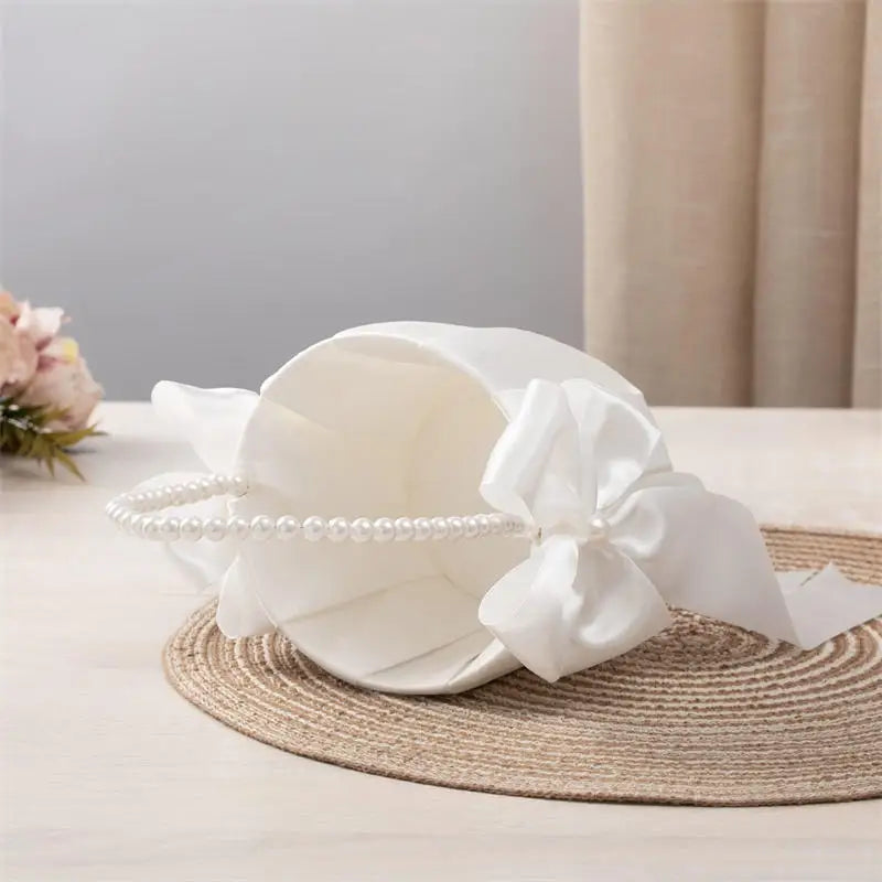 Blumenmädchen Korb mit Perlengriff – Faltbarer Hochzeitskorb für Blüten Kaufschwan®